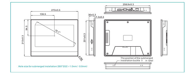 VI20-101S-F/VI20-101S-FE dimensional drawings